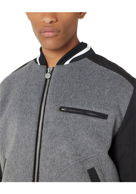 Varsity jacket in panno misto lana nero e grigio con inserti nylon cordura e logo Iceberg Jeans ICEBERG JEANS | Giubbotti | O0416452U980